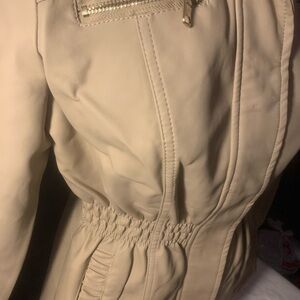 TAN & TOUGH // Cavalini Cinched Faux-Leather Moto Jacket